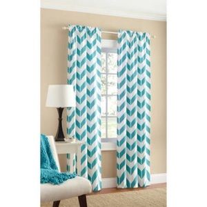 💕Teal turquoise chevron curtains 2 panels 💕
